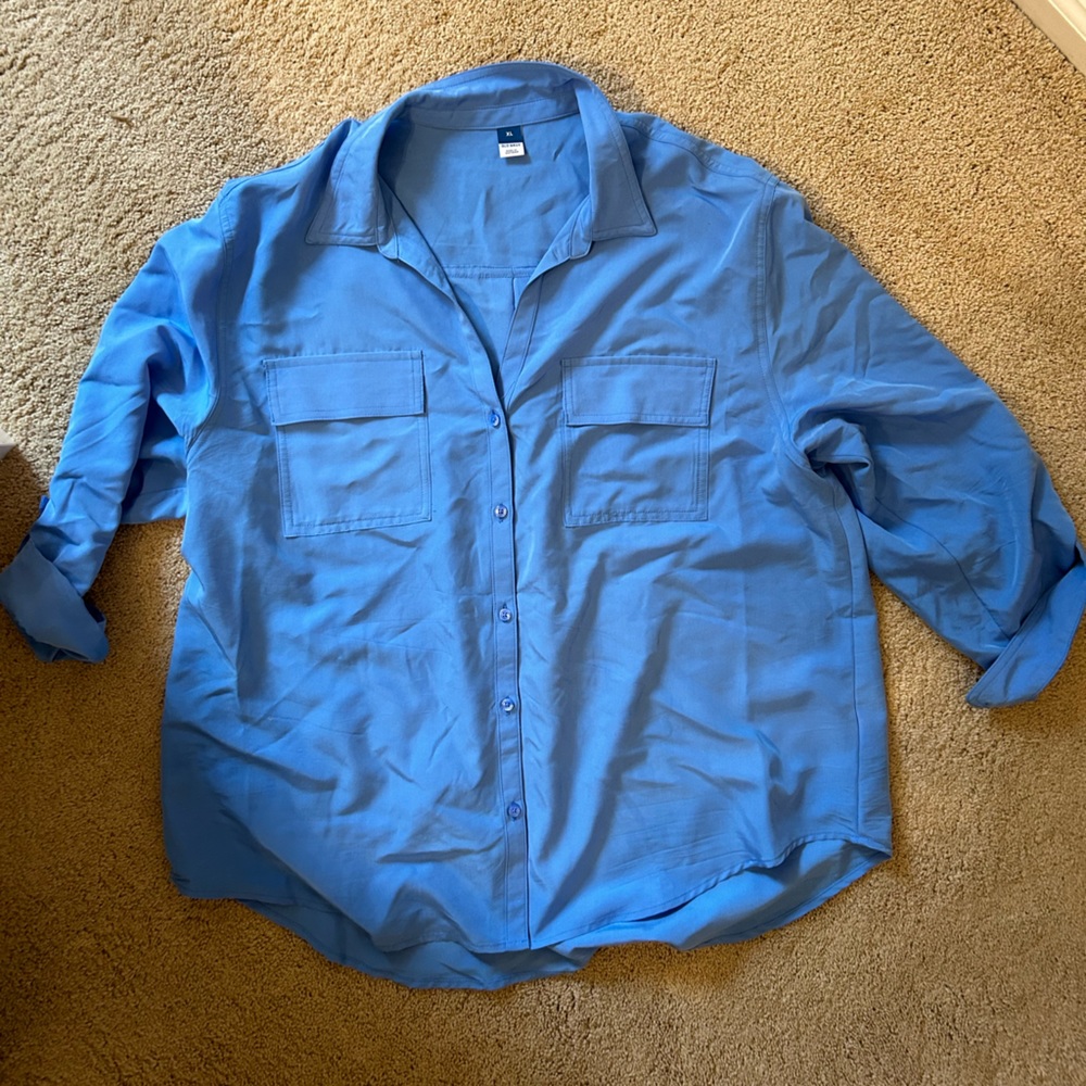 Old Navy Button Up Dress Shirt Blue XL